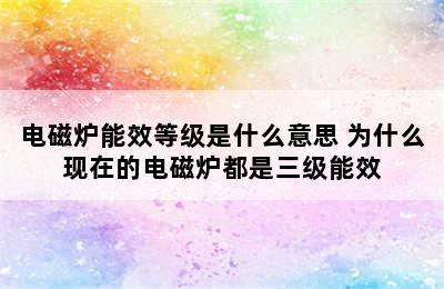 电磁炉能效等级是什么意思 为什么现在的电磁炉都是三级能效